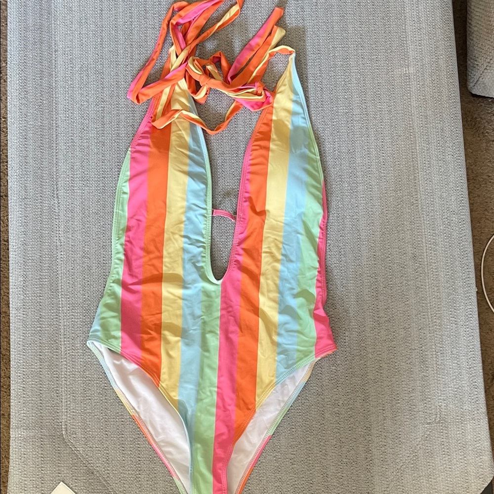 Colorful Striped One-Piece Swimsuit
